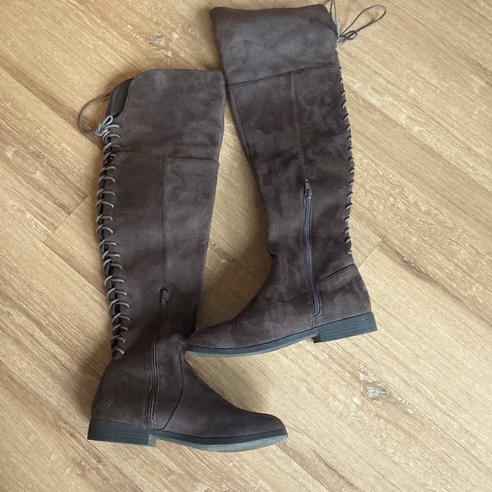 LFL by Lust For Life Grey Over The Knee Boots